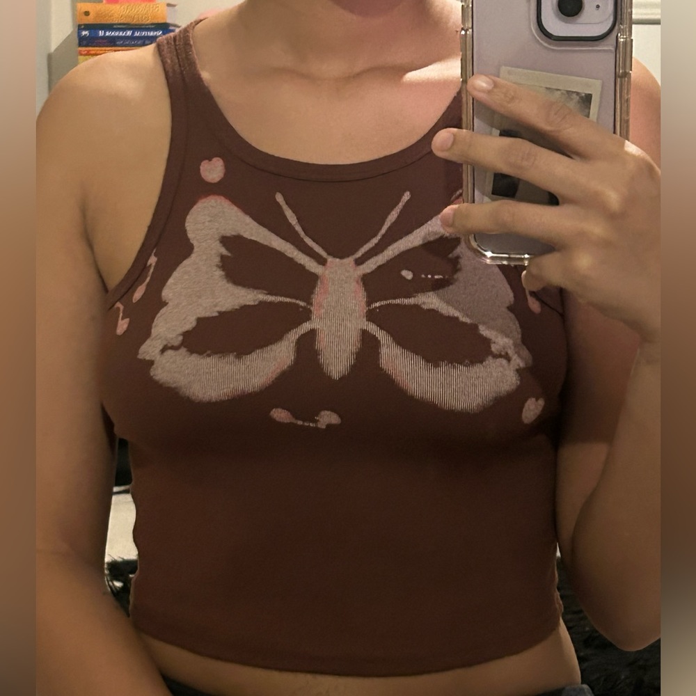 Pink Butterfly Crop Top